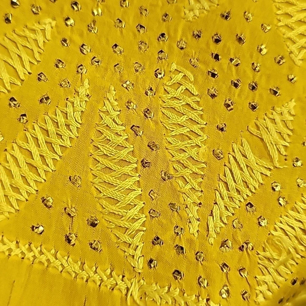 Fabindia, chikankari enbroidery.  Hand‎ blocked organic cotton/silk stole/scarf.